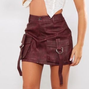 Faux Leather Mini Cargo Skirt Pretty Little Thing